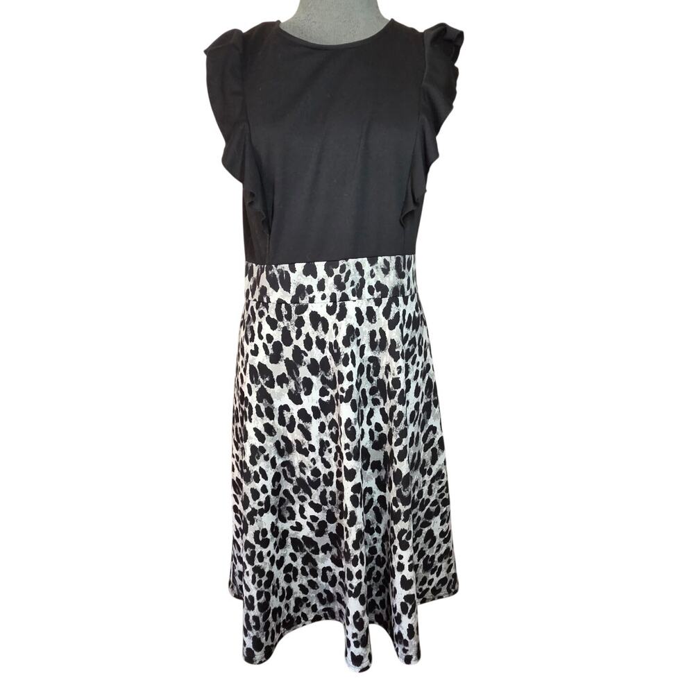 Sleeveless Animal Print Knee Length Dress Size Large